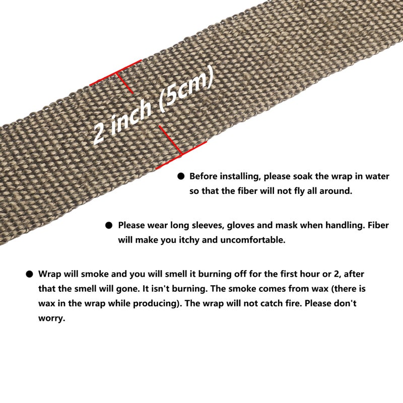 ARTR 2" x 50' Titanium Exhaust Header Heat Wrap 2 Rolls with 20PCS 11.8 Inch Stainless Steel Locking Ties - Image 3
